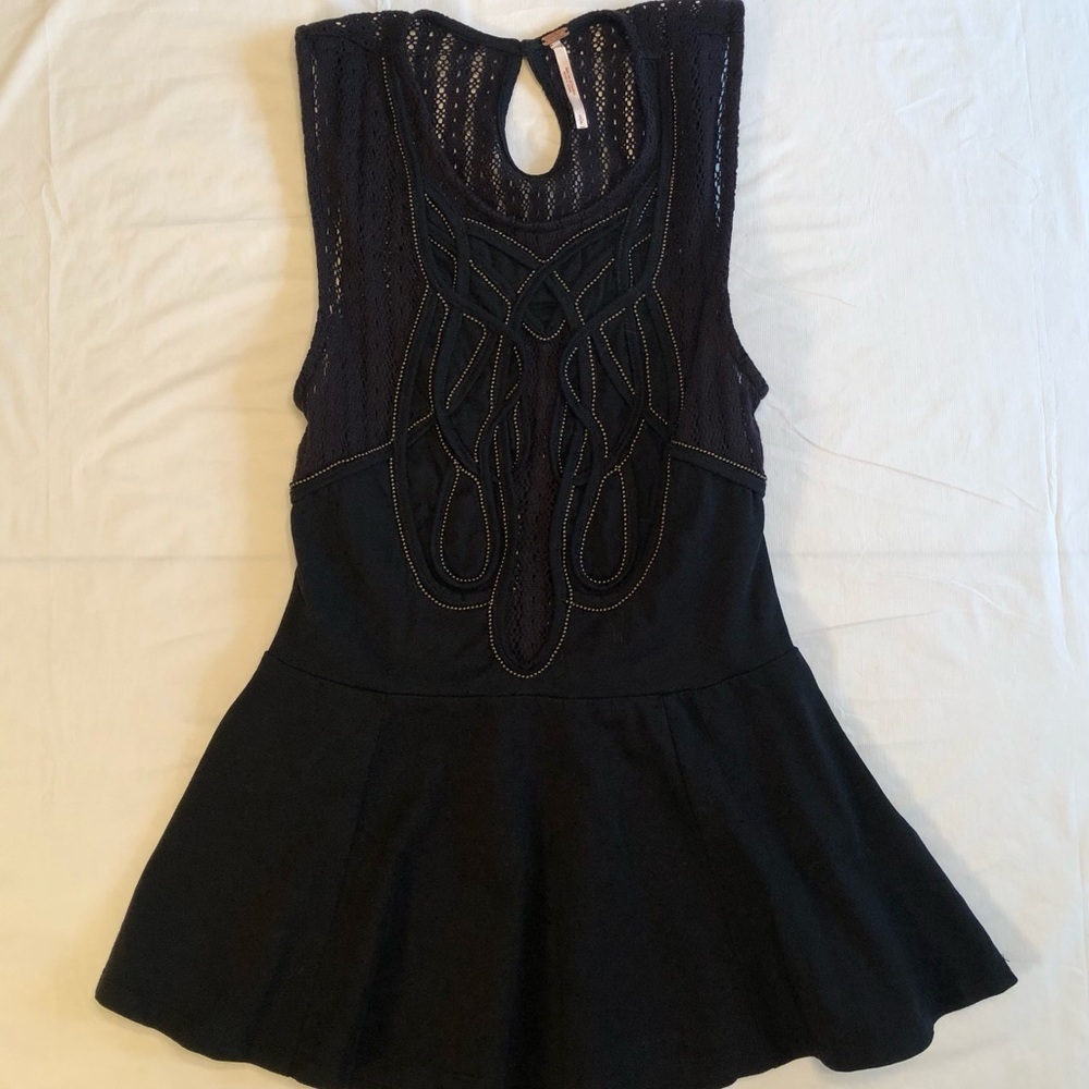 Free People Embellished Swing Peplum Tank Top Size SP